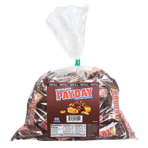 Chocolatey Payday Snack Size Bars - Refill Bag for Changemaker Tubs