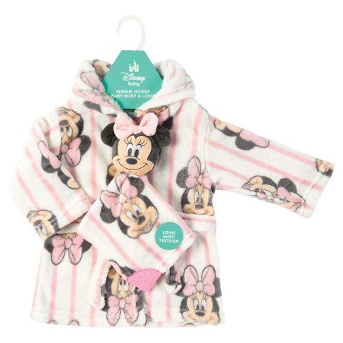 2-Piece Baby Bathrobe & Lovey Teether - Minnie Mouse