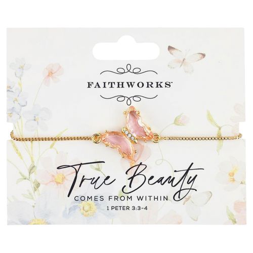 Faithworks True Beauty Butterfly Bracelet - Pink