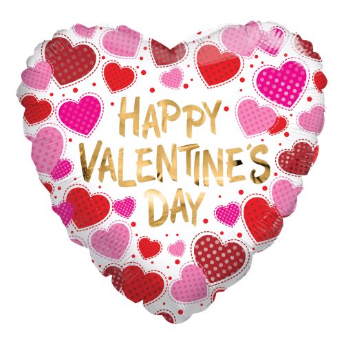 Valentine Dots And Hearts Foil Balloon
