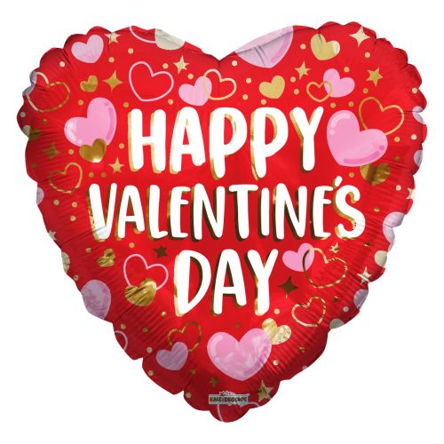 Valentine's Day With Hearts Foil Balloon - Bagged
