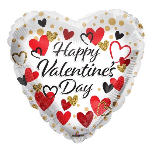 Valentine Hearts And Dots Foil Balloon