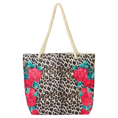 Leopard Floral Tote Bag