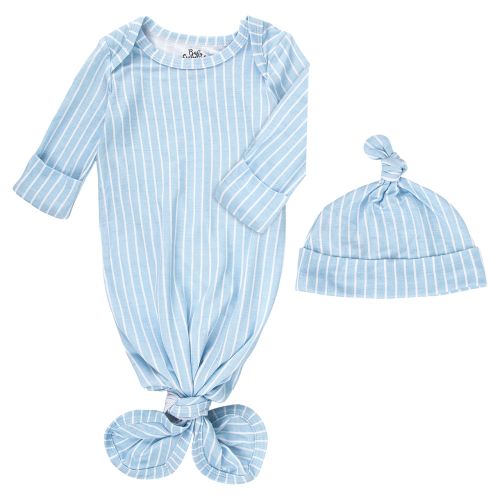 Photo Op Baby Headband and Gown Set - Blue & White Striped