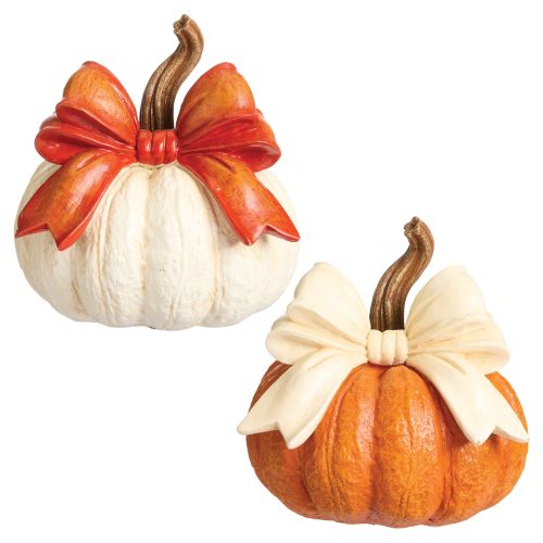 Harvest Pumpkin With Bow Tabletop D&#233;cor