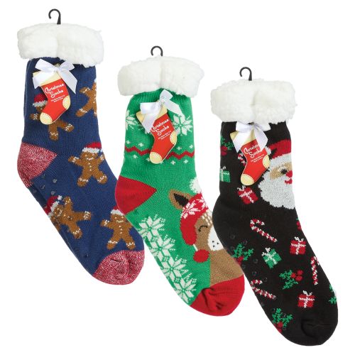 Christmas Women's Knit Slipper Sock With Novelty Patterns