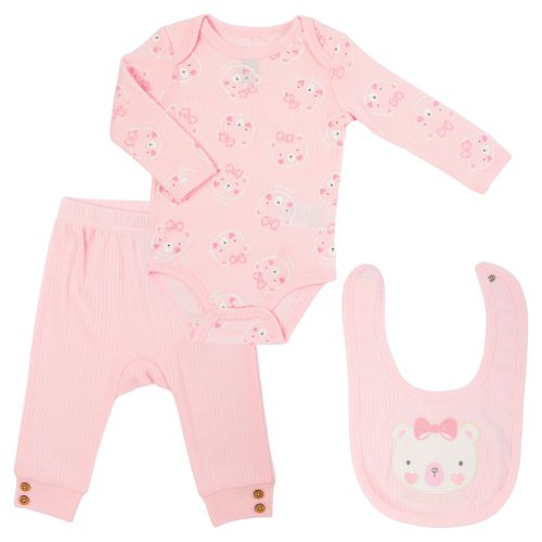 3-Piece Baby Clothing Set - Pink Bear