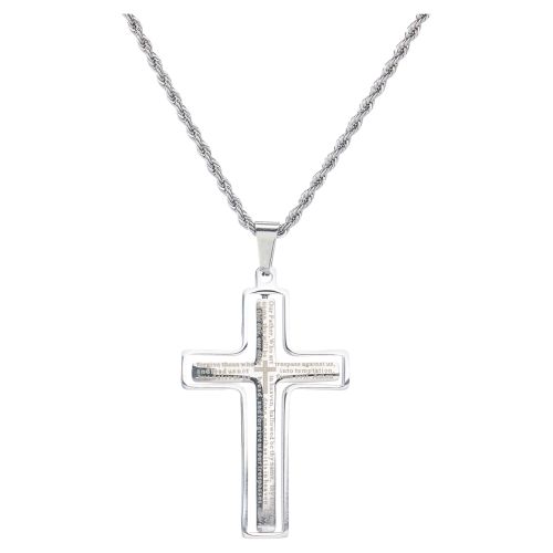 Men's Stainless Steel Spinner Cross Necklace